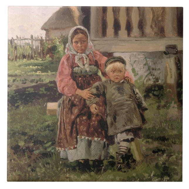 Azulejo De Cerámica Brother y hermana, 1880 (Frente)