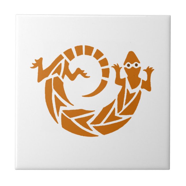 Azulejo De Cerámica Brown Stencil Gecko Tile (Frente)