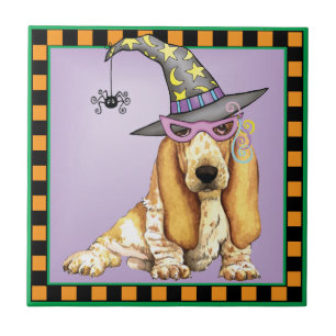 Azulejo De Cerámica Bruja de Basset Hound