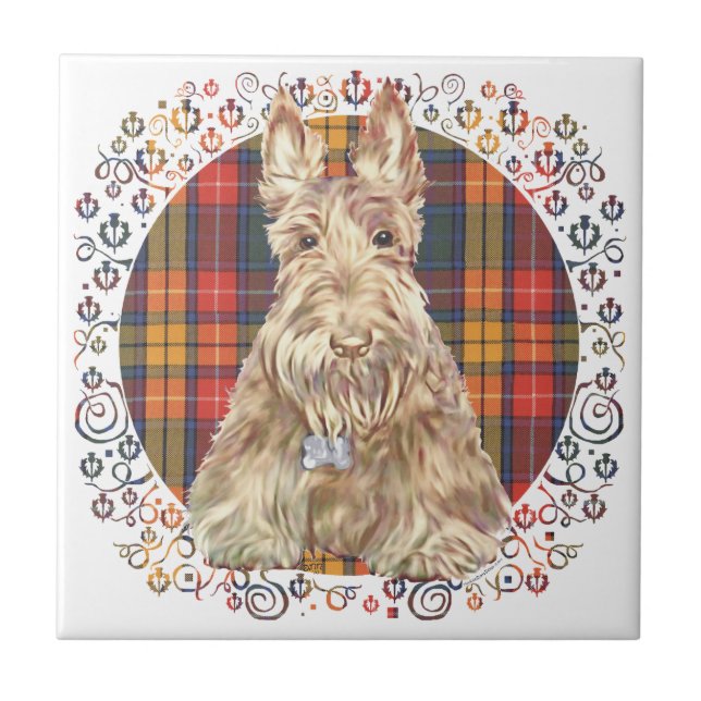 Azulejo De Cerámica Buchanan Tartan Scottie (Frente)