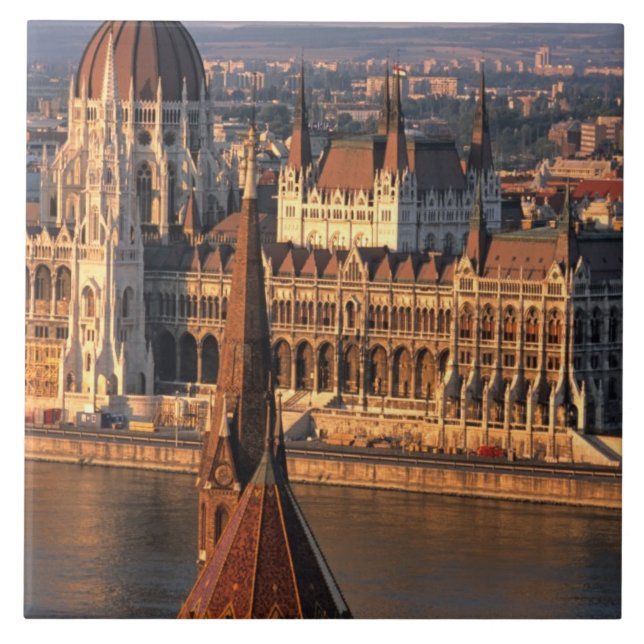 Azulejo De Cerámica Budapest, Hungría, río Danubio, Parlamento (Frente)