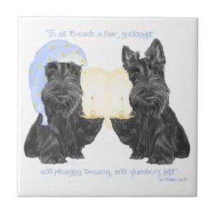 Azulejo De Cerámica Buenas noches Scotties