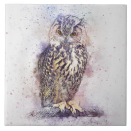 Azulejo De Cerámica Búho abstracto