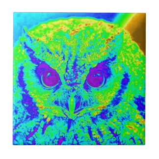 Azulejo De Cerámica búho fluorescente