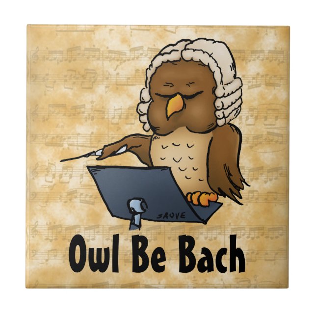 Azulejo De Cerámica Búho será Bach (Frente)
