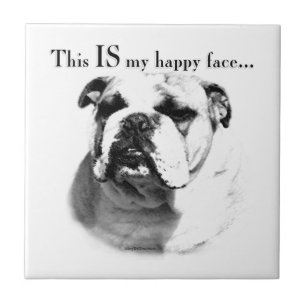 Azulejo De Cerámica Bulldog Feliz Cara