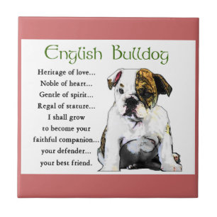 Azulejo De Cerámica Bulldog inglés Patrimonio de amor