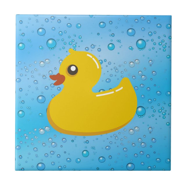 Azulejo De Cerámica Burbujas Ducky/azules de goma lindas (Frente)