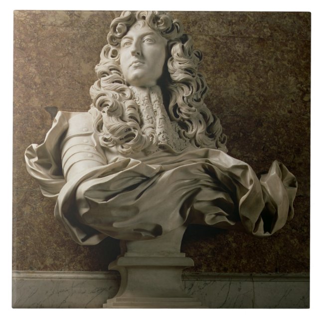 Azulejo De Cerámica Busto del retrato de Louis XIV (1638-1715), 1665, (Frente)