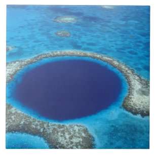 Azulejo De Cerámica CA, Belice. Vista aérea de Blue Hole (diámetro