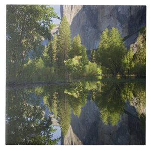 Azulejo De Cerámica CA, Yosemite NP, El Capitan reflejado en Merced