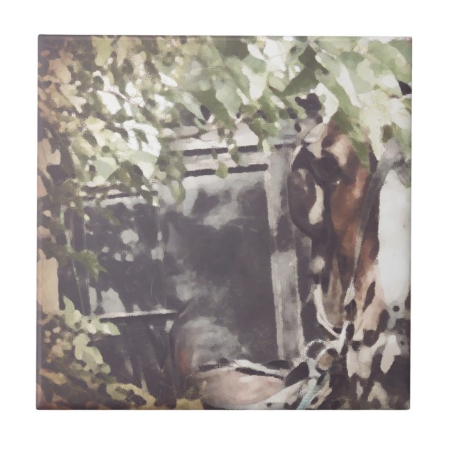 Azulejo De Cerámica Caballo Amish (Frente)