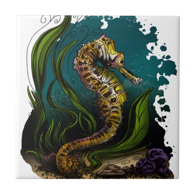 Azulejo De Cerámica Caballo de mar (Frente)