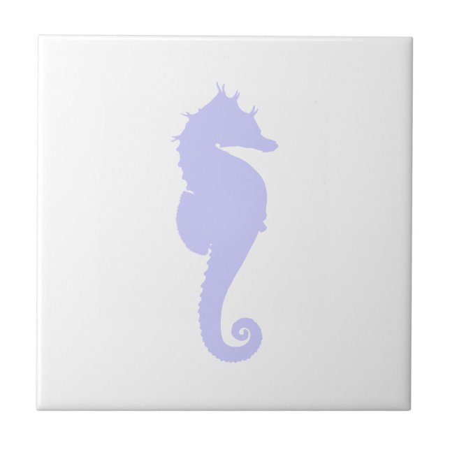 Azulejo De Cerámica Caballo de Mar Blanco y Azul Claro (Frente)