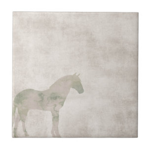 Azulejo De Cerámica Caballo ideal: Caballo de la acuarela en marrón
