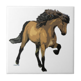 Azulejo De Cerámica Caballo islandés Nouvelle Vogue Buckskin