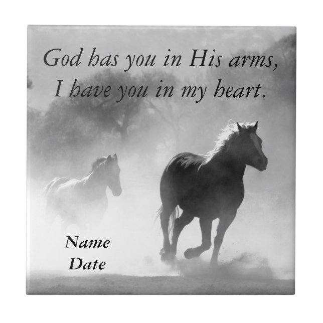 Azulejo De Cerámica Caballo que galopa de la niebla (Frente)