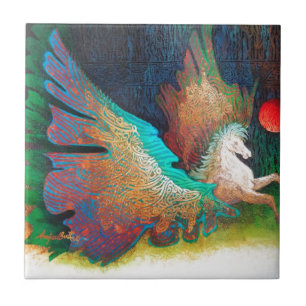 Azulejo De Cerámica Caballo Volador