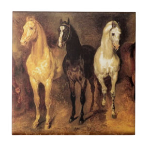 Azulejo De Cerámica Caballos de época