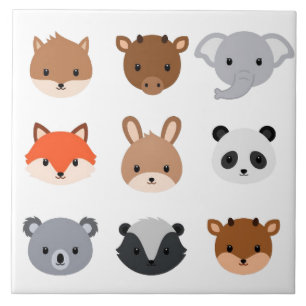 Azulejo de cerámica - Cabezas de animales bebés