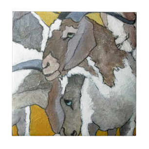 Azulejo De Cerámica Cabras lindas que abrazan
