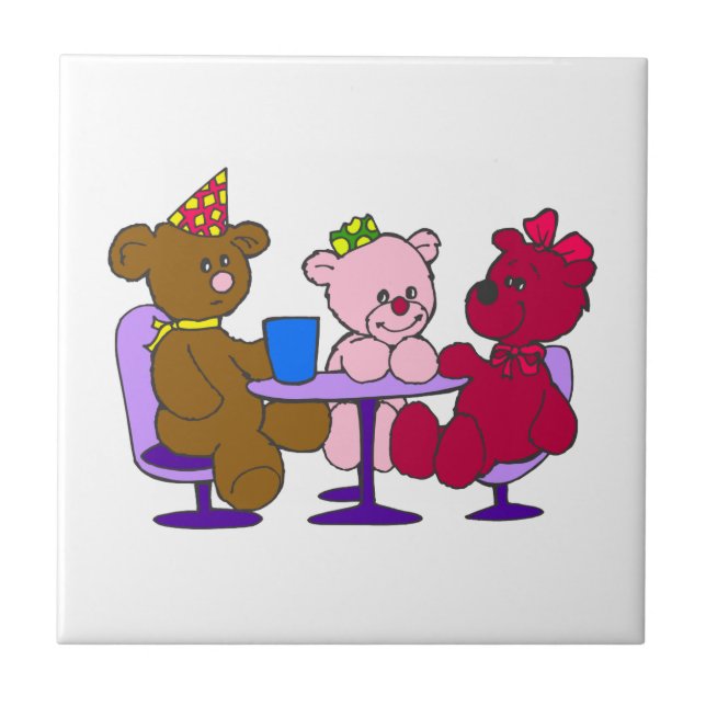 Azulejo De Cerámica Café del oso de peluche (Frente)