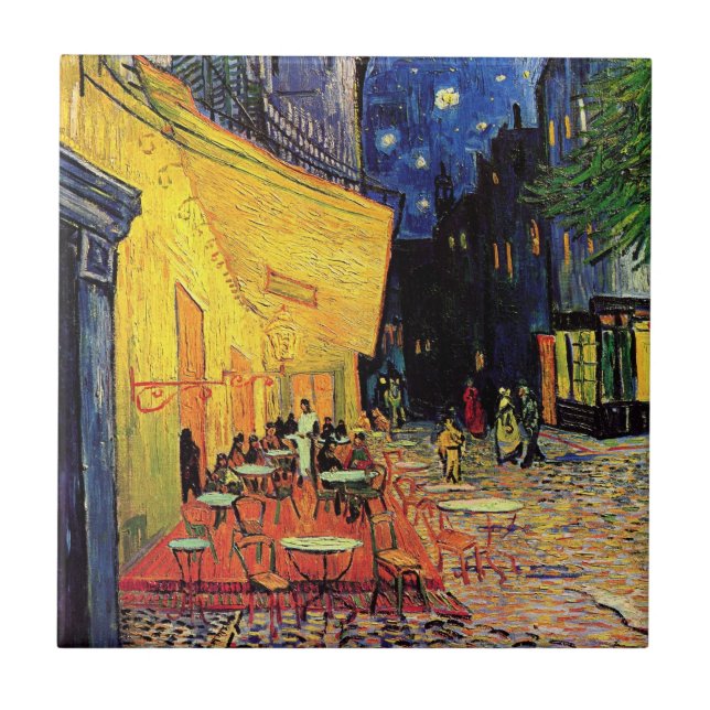 Azulejo De Cerámica Cafe Terrace de noche por Vincent van Gogh (Frente)