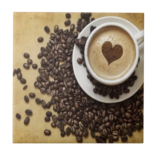 Azulejo De Cerámica Café y amor (Frente)