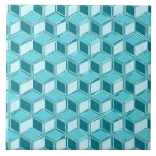 Azulejo De Cerámica Cajas cromadas 3d - turquesa / aqua