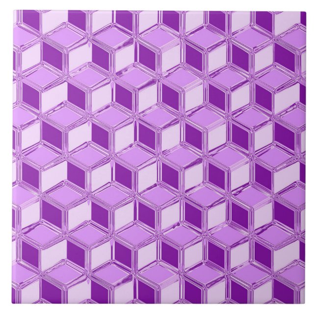 Azulejo De Cerámica Cajas cromadas 3d - violeta violeta (Frente)