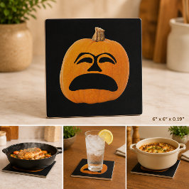 Azulejo De Cerámica Calabaza de Jack o' Lantern Cara Infeliz, Calabaza