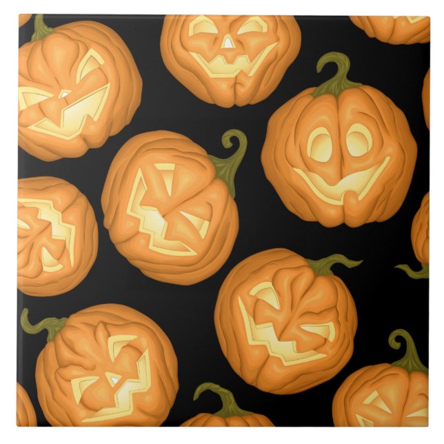 Azulejo De Cerámica Calabazas de Halloween (Frente)
