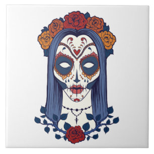 Azulejo De Cerámica Calavera de Azúcar