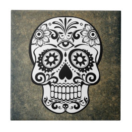 Azulejo De Cerámica Calavera de azúcar de Dia De Los Muertos