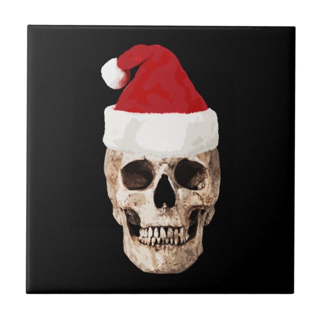 Azulejo De Cerámica Calavera de Santa Claus - Navidades muertos (Frente)