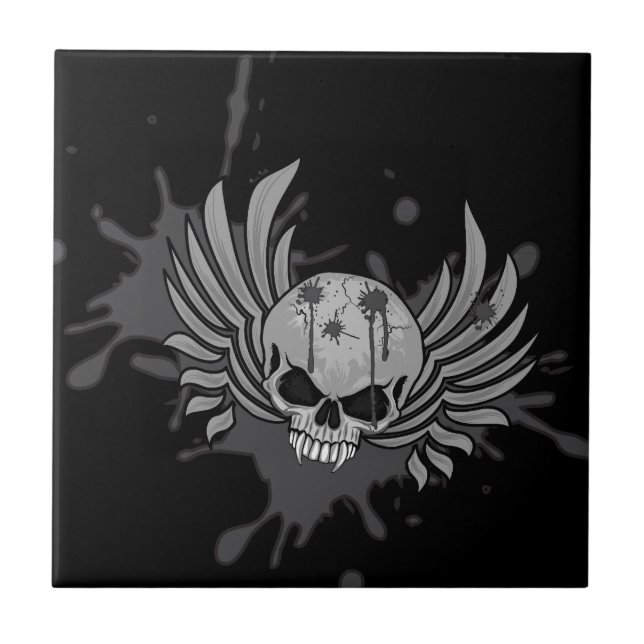 Azulejo De Cerámica Calavera malvada (Frente)