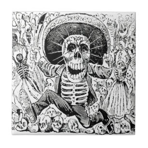 Azulejo De Cerámica Calavera Oaxaqueña de José Guadalupe Posada 1903