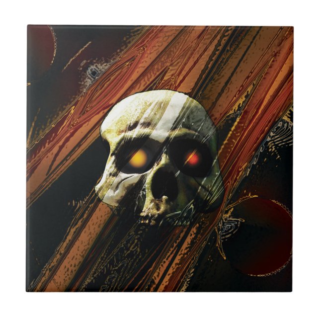 Azulejo De Cerámica Calavera oscura (Frente)