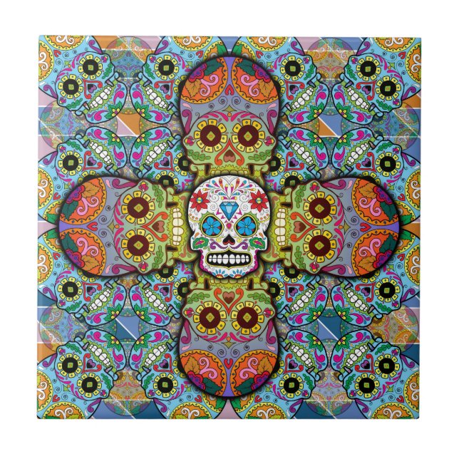 Azulejo De Cerámica Calaveras de azúcar (Frente)