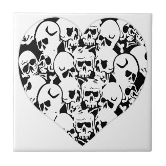 Azulejo De Cerámica Calaveras y cráneos negros