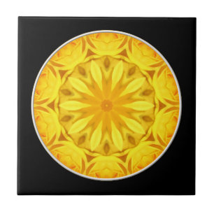 Azulejo De Cerámica Caleidoscopio del rosa amarillo