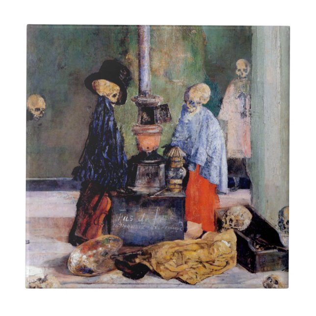 Azulejo De Cerámica Calentamiento de esqueletos (Frente)