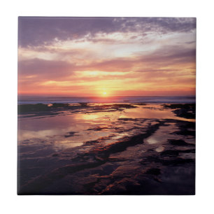 Azulejo De Cerámica California, San Diego, Sunset Cliffs, Atardecer 3