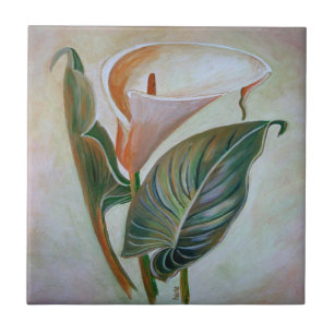Azulejo De Cerámica Calla Lily Hermoso Arte Botánico