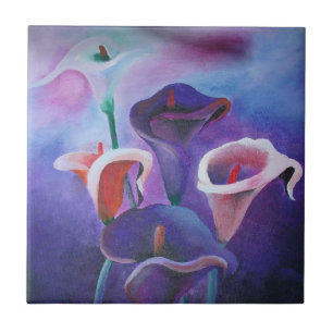 Azulejo De Cerámica Callas Púrpura Lilac Y Arte Púrpura