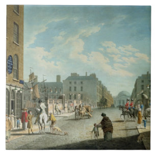 Azulejo De Cerámica Calle con el intercambio real, Dublín, 1800 del