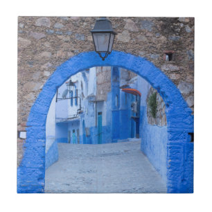 Azulejo De Cerámica Calle Estrecha De Chefchaouen
