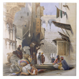 Azulejo De Cerámica Calle que lleva al EL Azhar, El Cairo magnífico,