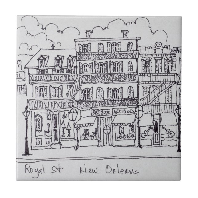 Azulejo De Cerámica Calle real| Nueva Orleans, Luisiana (Frente)