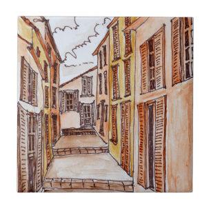 Azulejo De Cerámica Calles de Saint-Tropez Riviera Francesa, Francia